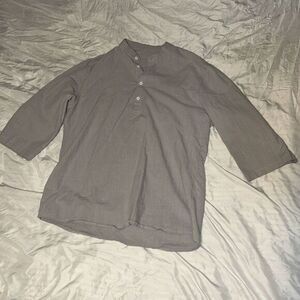 Grey‎ Linen Baseball Sleeve Shirt Medium Never Worn
